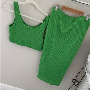 Maternity Textured Tank Top and Skirt Set